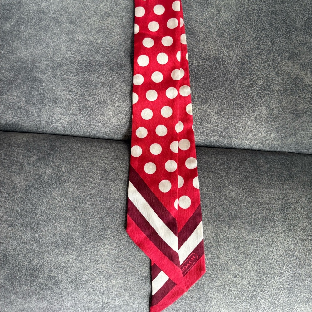 Coach Red Polka Dot Silk Scarf.  Great condition.  Carefully stored.